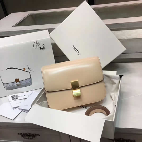 Fake Celine Box Classic Single Shoulder Flip Bag Khaki Messenger Bag
